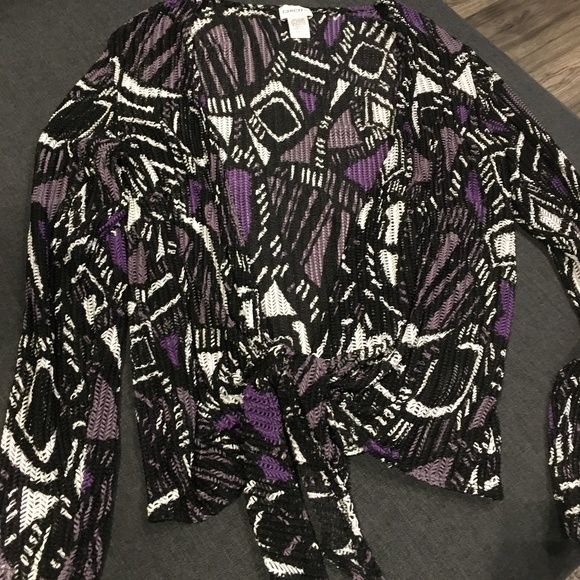 Chico's Purple Illusion Netted Tie-up Jacket - Picture 4 of 7